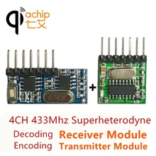 Transmissor e receptor decodificador sem fio qiachip, 433mhz, ampla tensão, 4 ch, módulo de saída para controle remoto de 433.92 mhz diy
