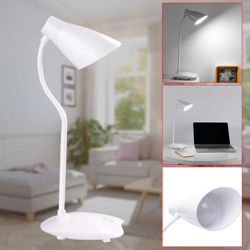 

Adjustable Brightness LED Desk Lighting Reading Home Office Flexible Neck Desk Lamp USB Rechargeable MAL999
