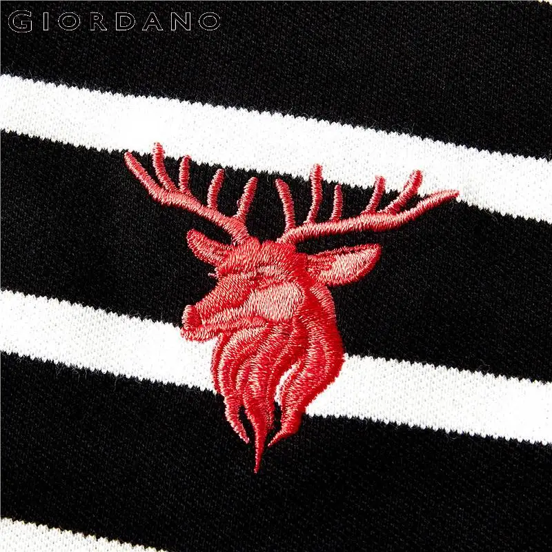 Giordano женская футболка Polo с короткими рукавами и вышивкой оленьей головы на груди, выполнена из хлопка и спандекса, есть несколько цветов и моделей данной футболки