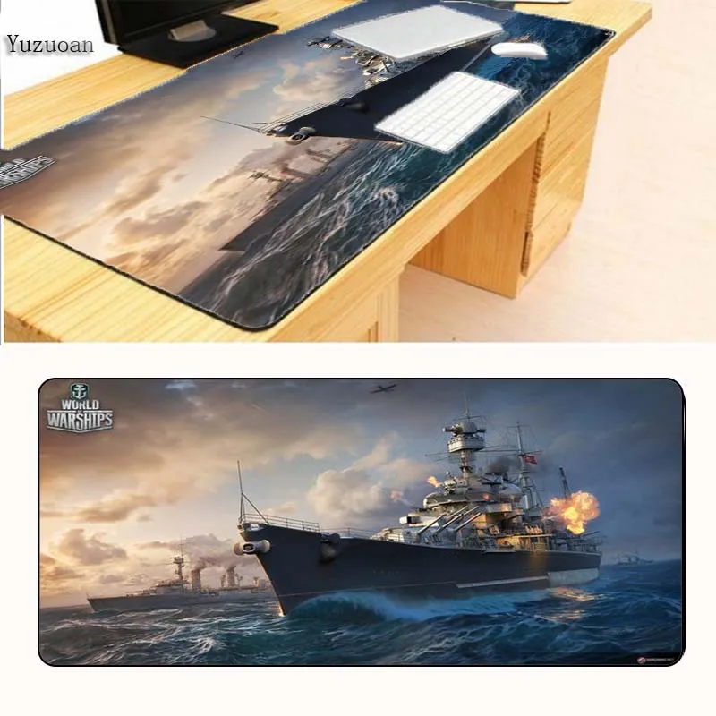 Yuzuoan World Of Warship Расширенный игровой коврик для мыши XXL Прошитые края водонепроницаемый резиновый большой Keyboad коврик - Цвет: 400X900X3MM