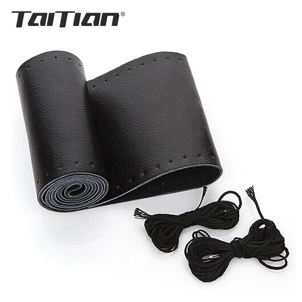 

Taitian 1pc Micro Fiber DIY Car Steering Wheel Cover Diameter 38cm Hand-stitched Braid On the Steering-wheel of Car With Needle