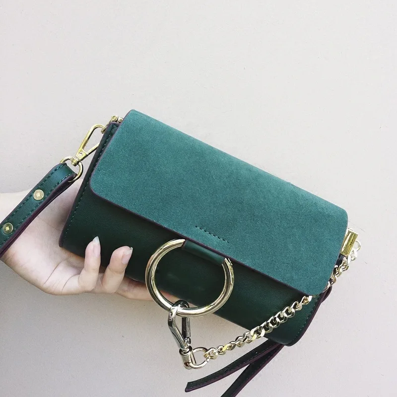 

Grinded stitching leather lady's bag with one shoulder inclined Faye chain ring wrap for one hair substitute