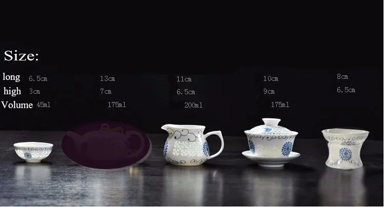 9 шт. чайный набор кунг-фу, керамическая чайная чашка, голубой и белый чайник, костяной фарфор GaiWan, чай морской, фарфор фильтр кружка, чайный сервиз