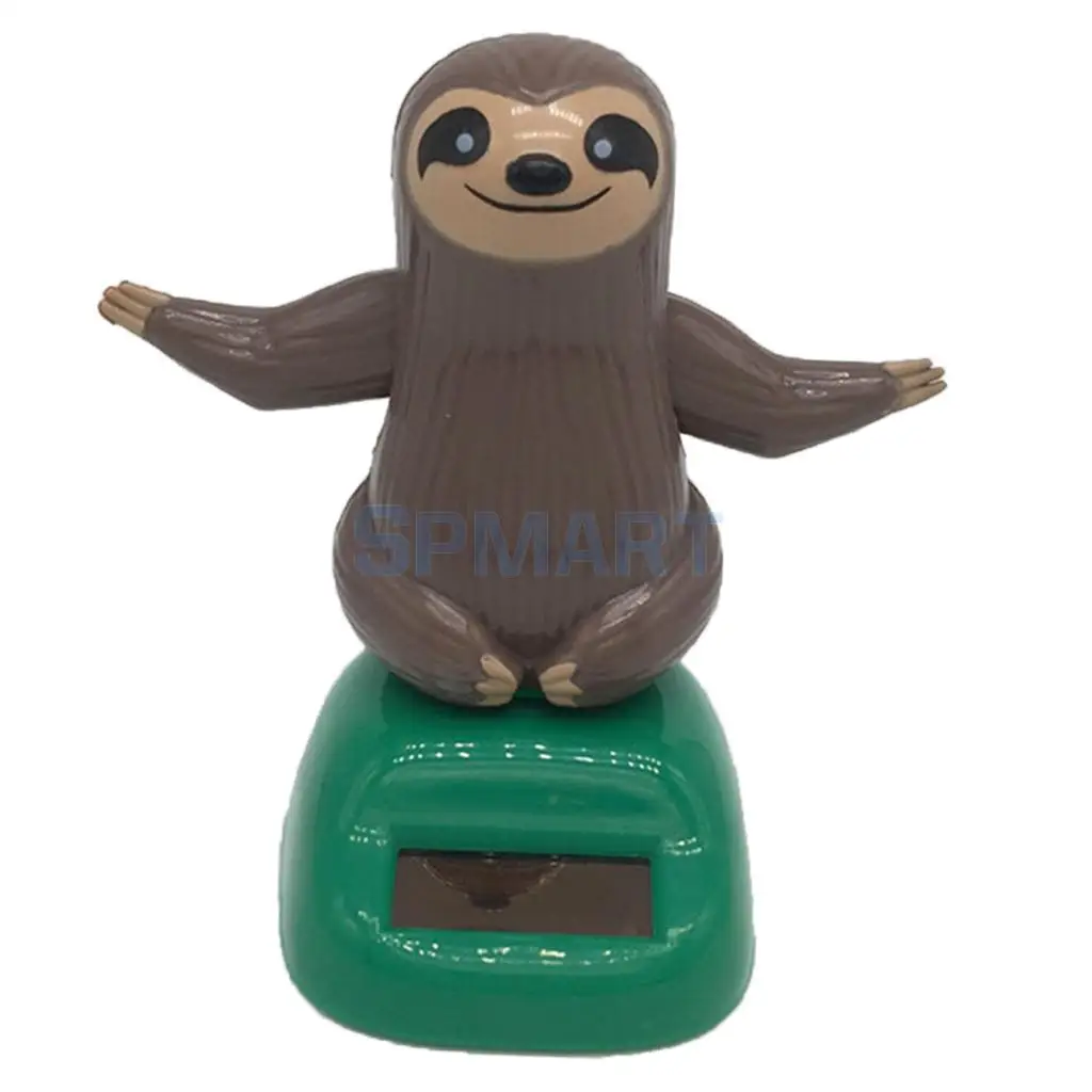 Novelty Solar Powered Bobbling Toy Shaking Hands Sloth Doll Desk Gadget