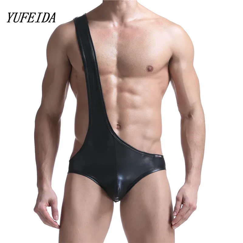 مثير الرجال فانيلة المصارعة القميص بيكيني بذلة الحمالة الدمى داخلية واحدة قطعة الأسود فو الجلود ارتداءها مثير الرجال فانيلة المصارعة القميص بيكيني بذلة الحمالة الدمى داخلية واحدة قطعة الأسود فو الجلود ارتداءها