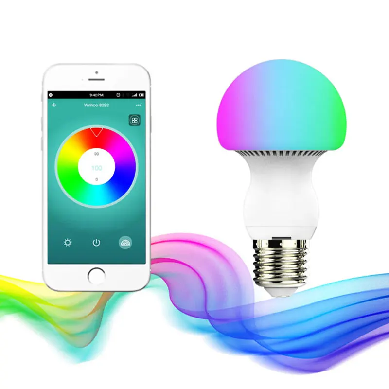 Dimmable Bluetooth Mushroom bulb E27 LED AC85 265V Intelligent Adjustable RGB LED Bulbin LED