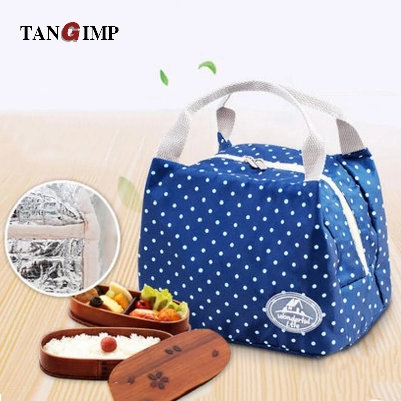 TANGIMP Cooler Lunch Bags for Women Floral Dotted Striped Insulated