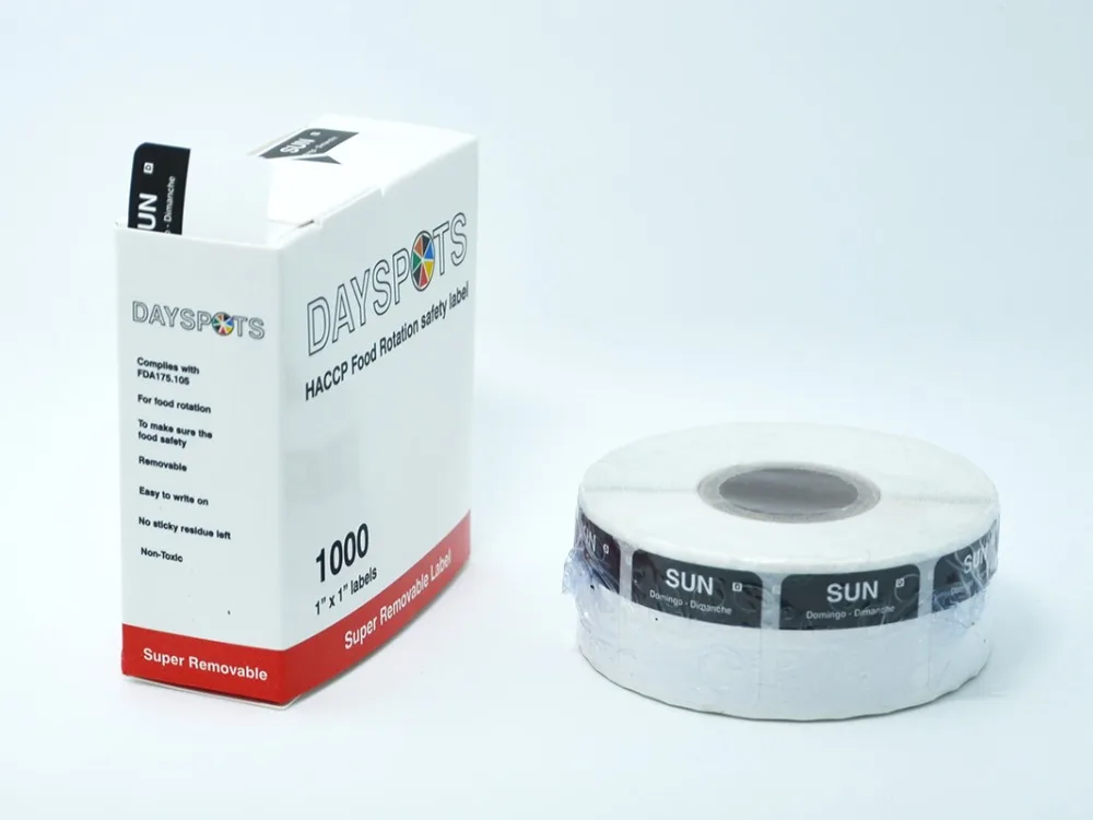 DaySpot HYDS-RL1x1-SUN съемные этикетки " X 1" дюймов безопасность легко удалить наклейки для сохранения свежести продуктов, 1000 этикеток/рулон