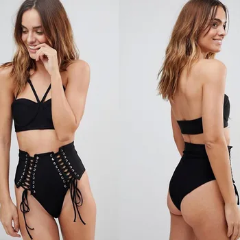 

Womens Lady Swimwear Sexy Bandage Bikini Set Hollow High Waist Swim Push-up Padded Bra Bathing Suit Swimsuit Biquini