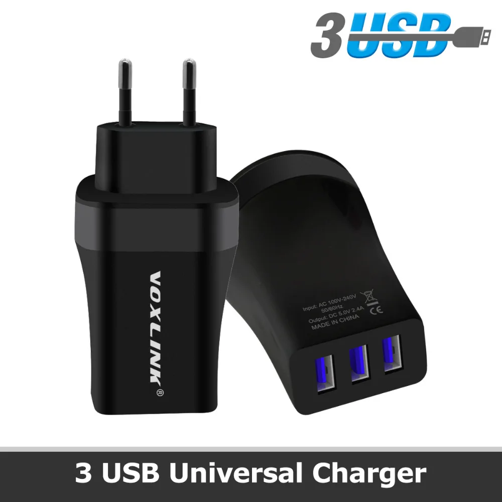 VOXLINK USB Charger Fast Charging 5V 3.4A 3Port USB Home Travel Wall Charger Plug For iPhone X 8 7plus Xiaomi Samsung S10 S9 S8