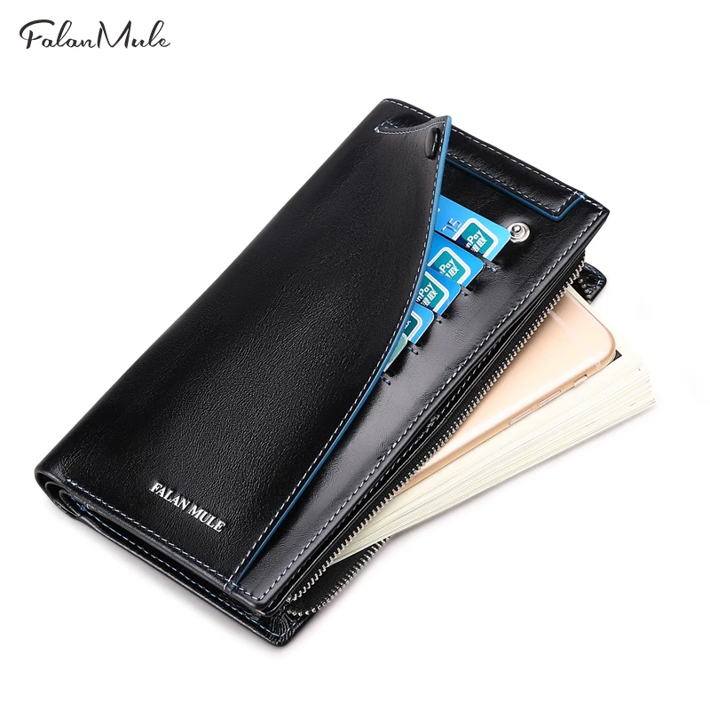 

2018 FALAN MULE Brand Men Wallet High Quality Genuine Leather Cowhide Credit Card Wallet Large Capacity Men's Wallet Free Ship