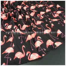 Новая стильная эластичная трикотажная хлопковая ткань с рисунком розовой птицы для шитья, Лоскутная Одежда для родителей и детей, одежда для малышей