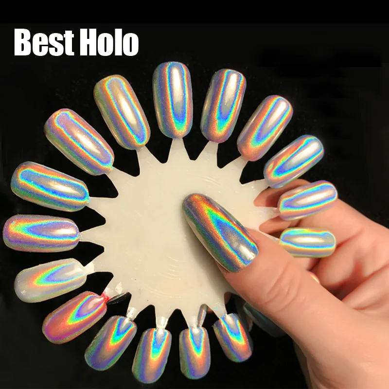 0,5 г/кор. голографические лазерные блестки для ногтей Holo Rainbow Nail Art порошок для ногтей хромированная Пыль УФ гель маникюрные аксессуары Поставка