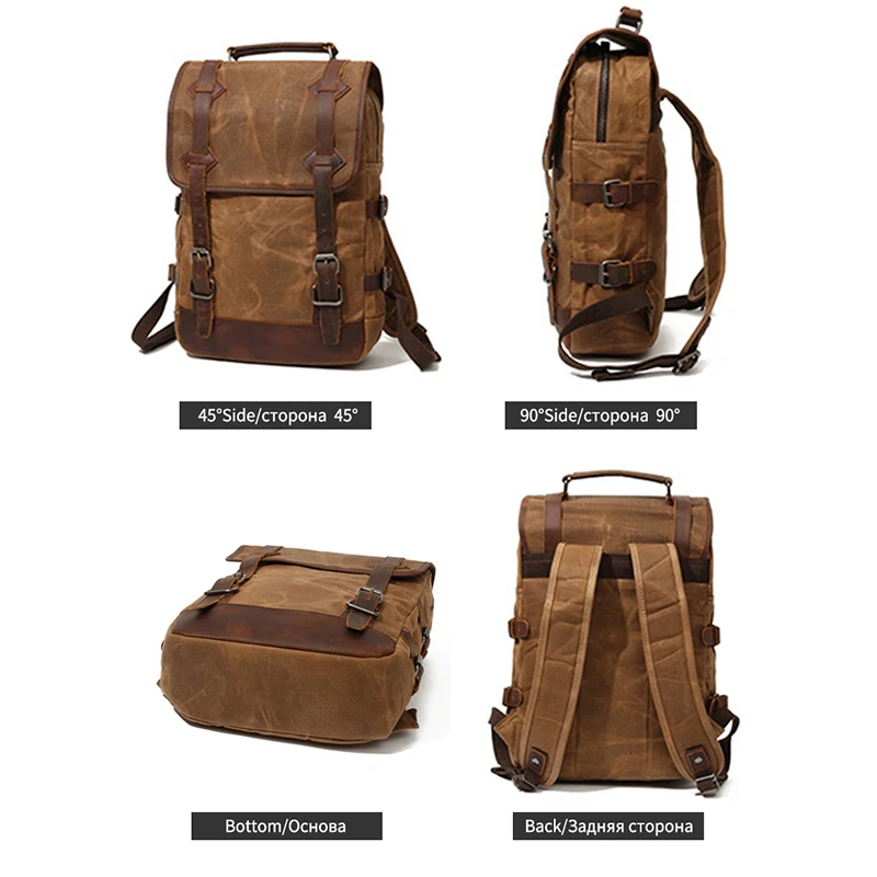 DECRJI роскошный мужской рюкзак из натуральной кожи, водонепроницаемый холщовый рюкзак для путешествий, мужской рюкзак большой вместимости, школьная сумка для ноутбука