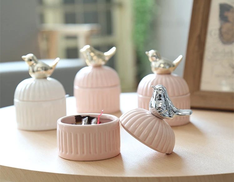 Ceramic Cute Little Animal Jewelry Box Small Bird Jewelry Packaging Box Storage Cases Storage Box Girl