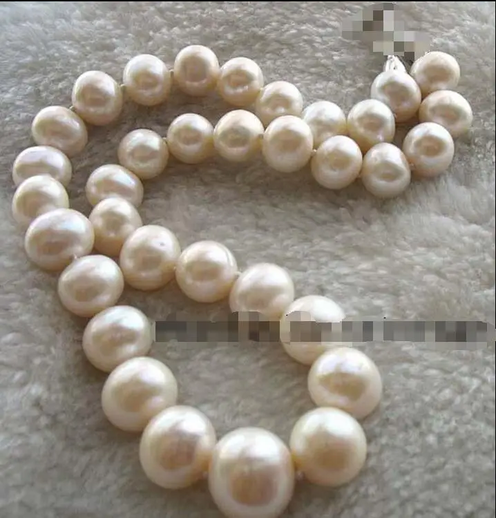 

Free Shipping >>>>>BIGGER! freshwater pearl white near round 12-13mm necklace 18" nature beads