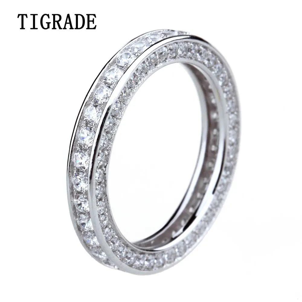 Tigrade 925 Sterling Silver Ring Women Cubic Zirconia Wedding Engagement Band Female Girls Finger Ring Anillo Plata Mujer Bague