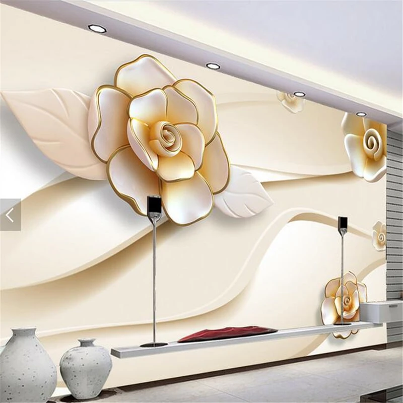 

beibehang Custom Photo Wallpaper Sticker Wall Fresco 3D Stereo Relief Rose TV Backdrop papel de parede wallpaper for walls 3 d