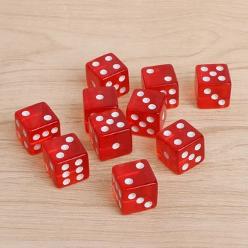 

15mm Six Sided Transparent Dice Cube Round Corner Digital Dice Portable Table Playing Games 10pcs/set