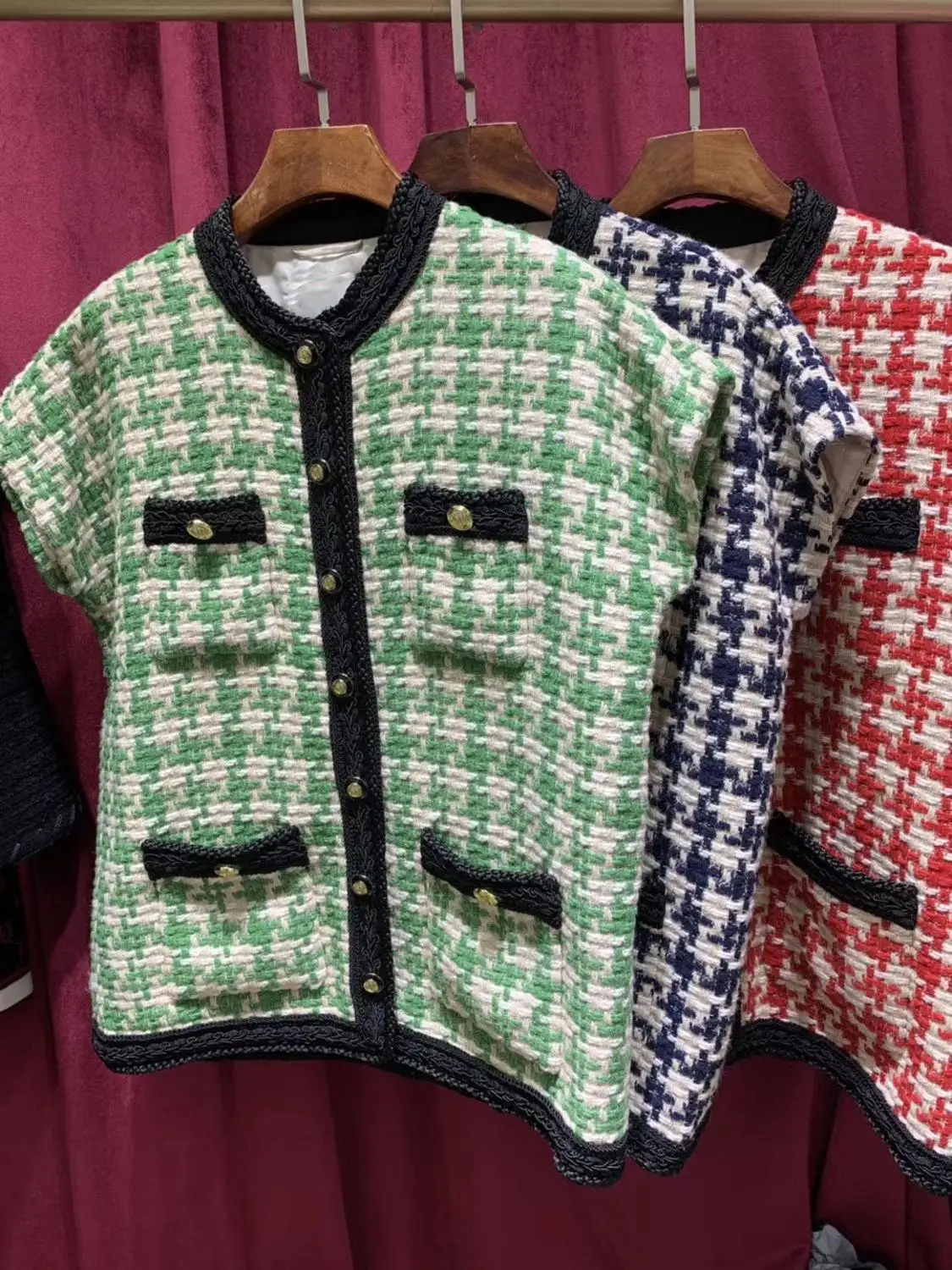 

2019 Spring Fashion Vintage women Coat green red runway Loose style Jacket