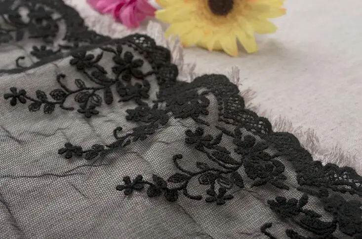 scrabooking Cotton Lace Trim for Wedding Decoration 2 Meters/Lot Beige Black White Wide Ribbon lace lace ribbon,lace sewing supplies,lace decoration,lace accessories,lace sewing accessories