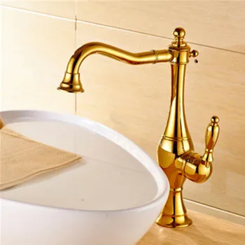 

Gold Plate Basin Sink Faucet Single Handle Deck Mount Mixer Tap Brass