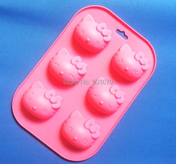 

New Style (2pcs/lot) Cartoon Silicone Cake Mold 6 Hello Kitty Handmade Chocolate Mold Soap Mold DIY Bakeware LFGB Grade