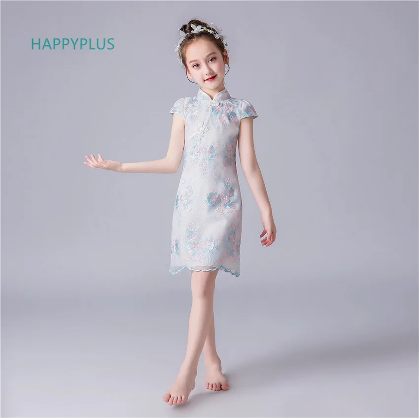 

HAPPYPLUS Cheongsam Style Kids Dresses for Girls Chinese Girl Costumes Toddler Girls Wedding Dress Children's Dresses New 2019