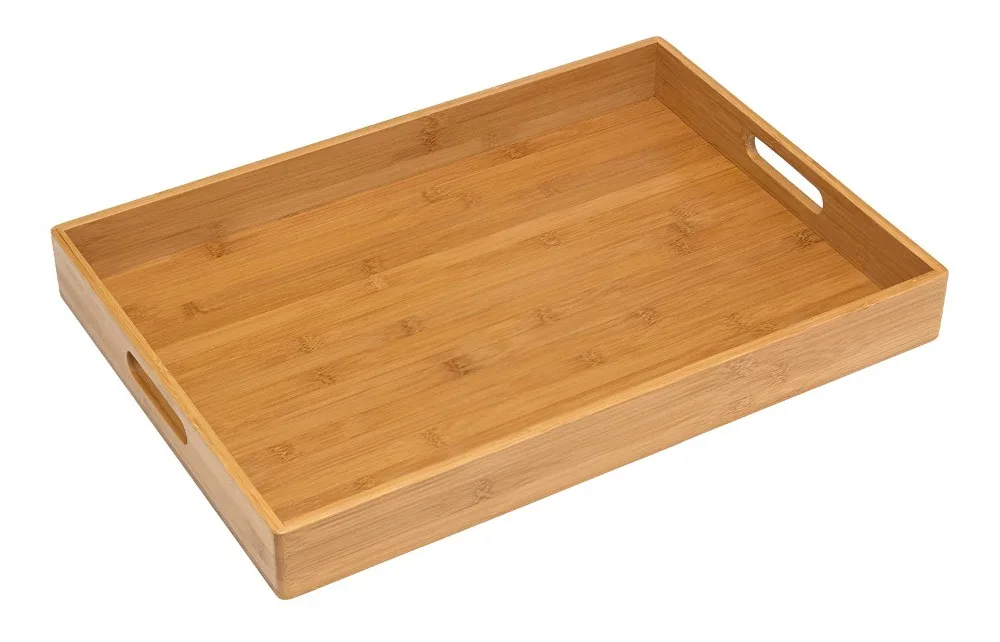 

Bamboo Serving Tray with Open Handles, Great for dinner trays, tea tray, bar tray, breakfast Tray-35*22cm