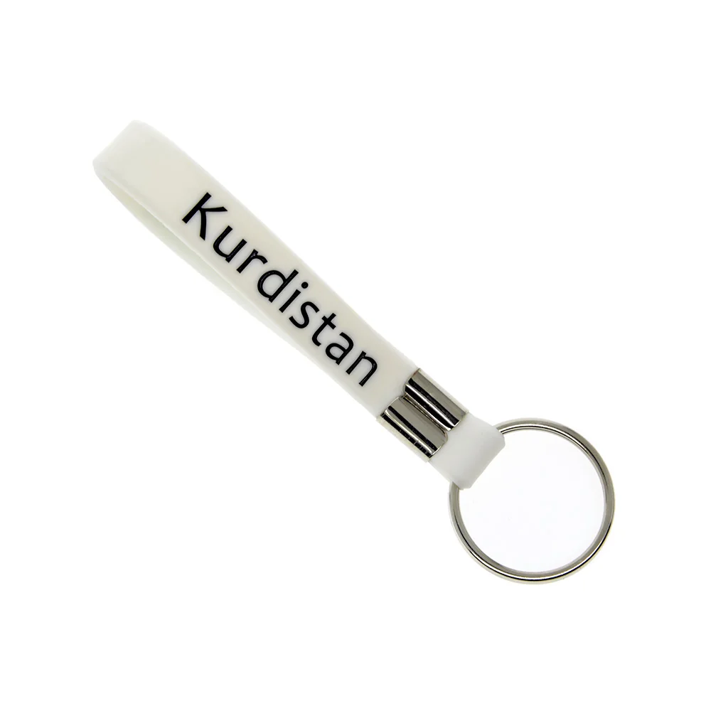 1 шт. белый Debossed kurdivan силиконовый браслет для ключей|silicone keychain|flag keychainlogo keychain |