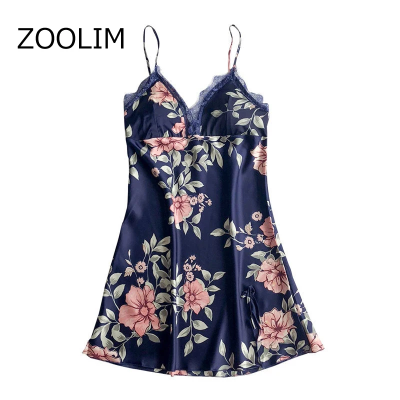 ZOOLIM женские спальные ночные халаты Lounge кружевные цветочные печатные рубашки и