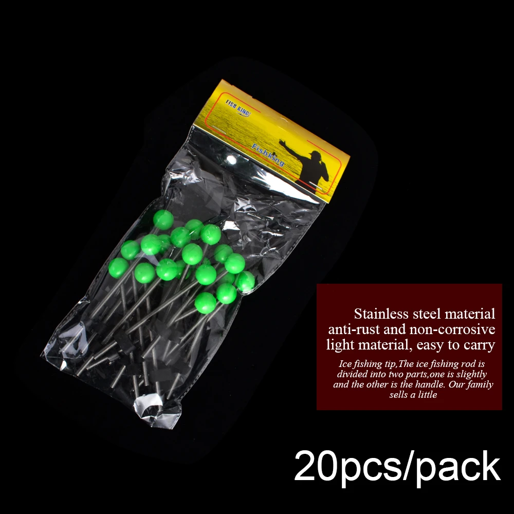 FISH KING 20pcs 75mm/90mm Winter Ice Fishing Rod Top Section C.W 2-10g Mini Fishing Pole Portable Fishing Tackle