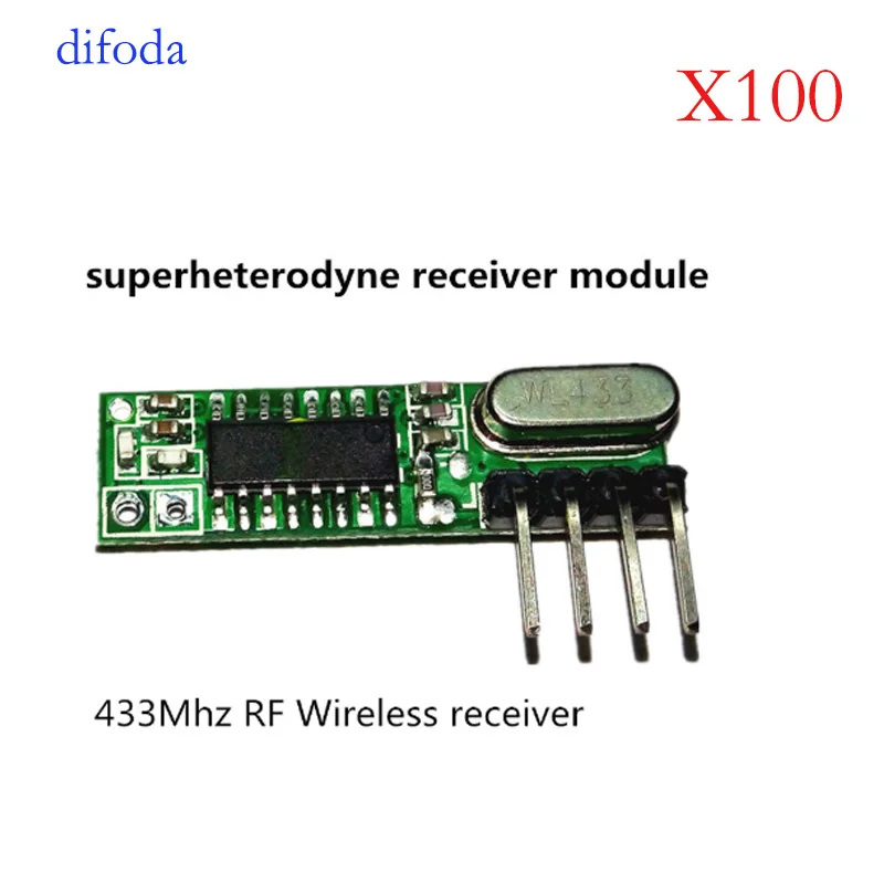 100pcs433 МГц РЧ беспроводной приемник супергетеродинная плата Rx500a 433 МГц ASK пульт дистанционного управления модульный комплект небольшого размера для Arduino uno - Цвет: 100PCS