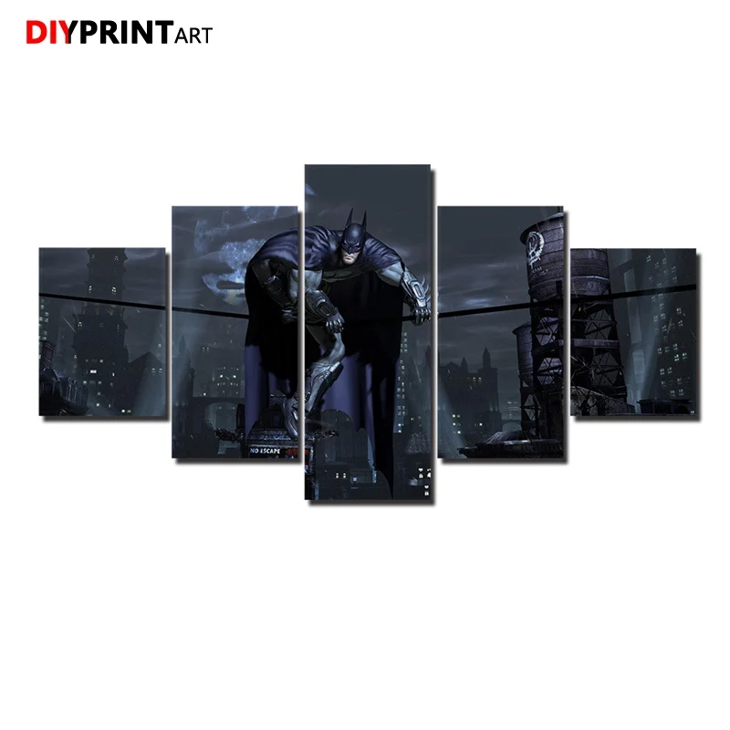 Batman Gotham City 5 Panel Canvas Wall Art Comic Canvas Pictures for
