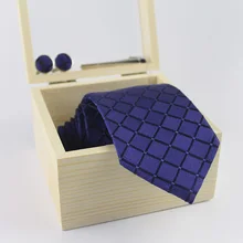 3,35 дюймов широкий шелковый галстук мужской свадебный деловой Галстук Пейсли жаккард стрелка мужской галстук, булавка, запонки Деревянный Подарочная коробка Упаковка