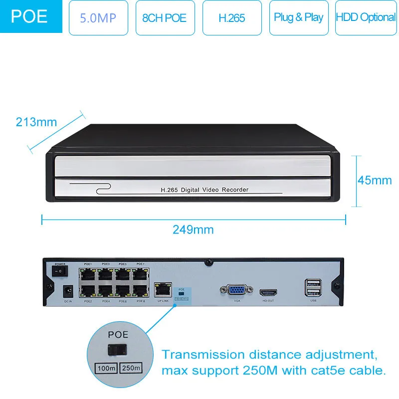 Хранитель H.265 8CH 5MP POE NVR система комплект с 8 шт Onvif IP камера видеонаблюдения Аудио