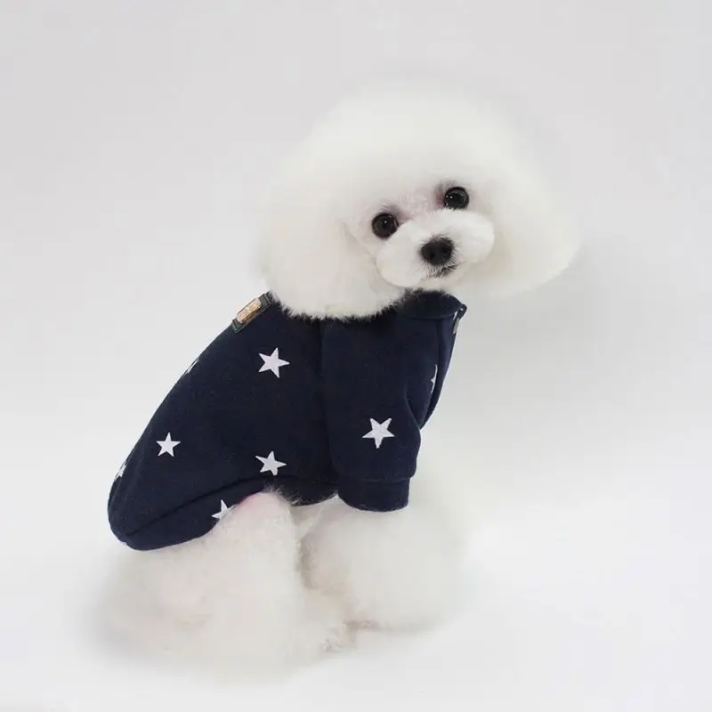 Pet Dogs Cats Warm Hoodies Puppy Clothes Cute Autumn Winter Dog Accessories Coats Jackets Cloth Pentagram Five Stars Pattern