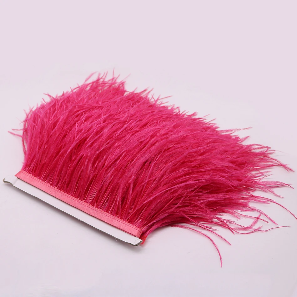 

New Arrival 1yard High Quality Natural Watermelon Red Ostrich Feathers Fringe Ostrich Feather Ribbon 4-5inch/10-12cm Accessories