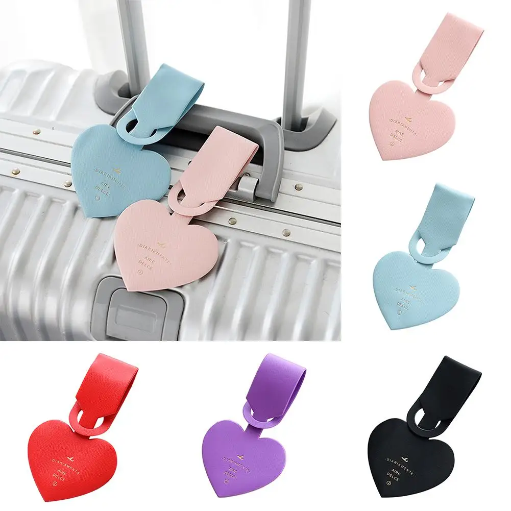 Simple Heartshaped Luggage Tags Pvc Passport Label Straps Travel