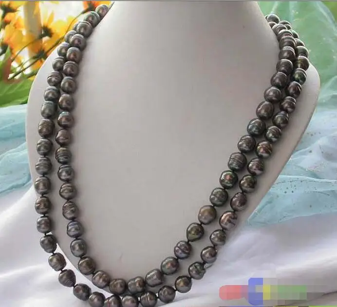 

Hot selling free shipping*******50" 13MM BLACK RICE FRESHWATER CULTURED PEARL NECKLACE