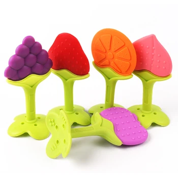 

10pc/lot Silicone Fruit Baby Teethers Food Grade Silicone Chew Charm Toys Baby Shower Newborn Nursing Gift BPA FREE