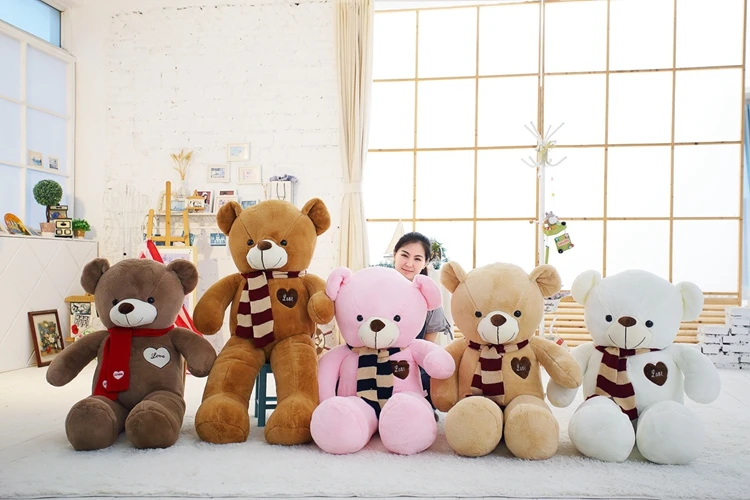 Мягкие биги плюшевые медведи чучело Плюшевые игрушки с шарфом 120 см 140 160 180 Kawaii большие медведи для детей огромная Подушка куклы