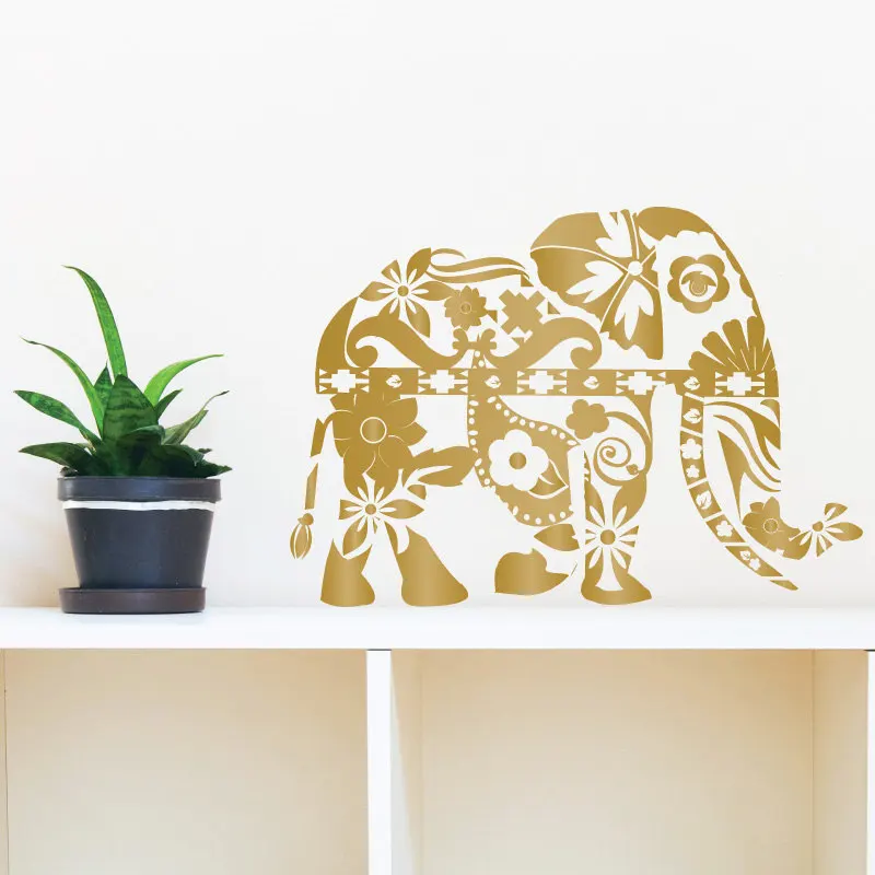 

Bohemian Elephant Wall Decal Floral Moraccan Pattern Wall Stickers Vinyl Home Interior Removable Fashion Design Art Mural SYY796