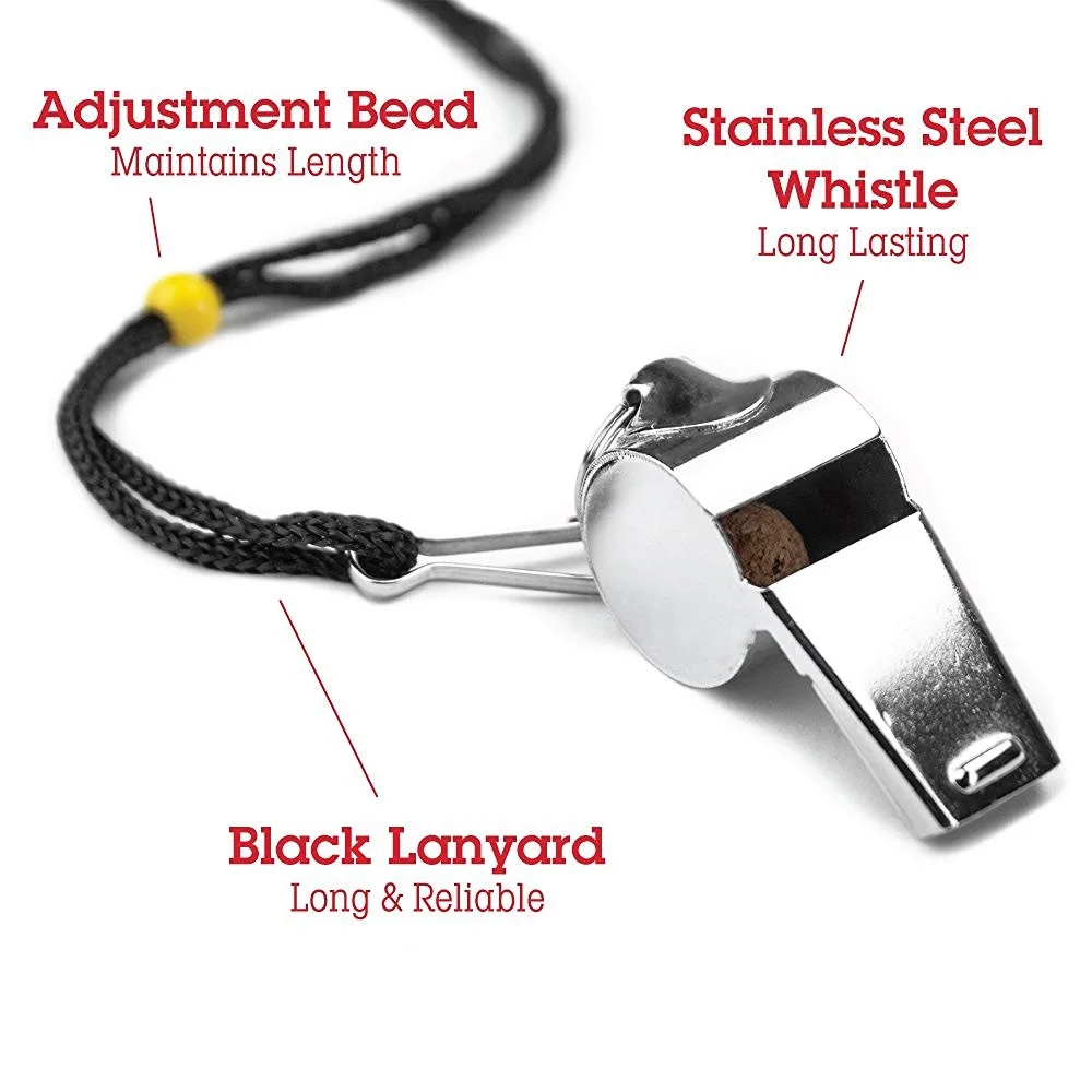 Sporting Goods Stainless Steel Coach Whistle with Lanyard Trainer Whistle