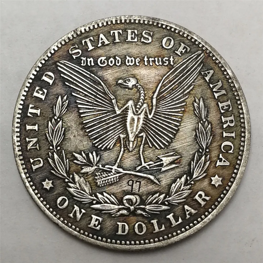 1897 Морган монеты США один доллар Монета с черепом 10 # подарки на Хэллоуин Хобо