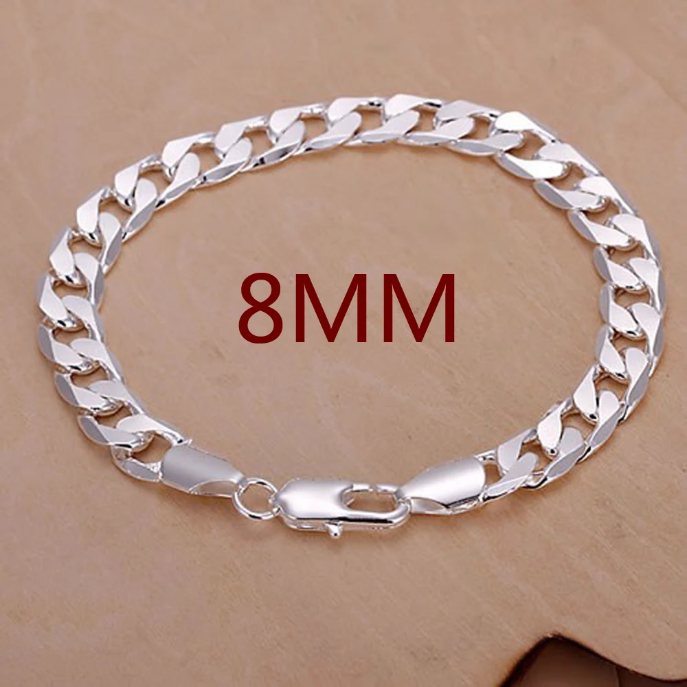 

20 pcs Fashion 8 MM Silver Bracelet Women Jewelry Bracelets Classic Men Free Antiallergic High Quality Free Shipping