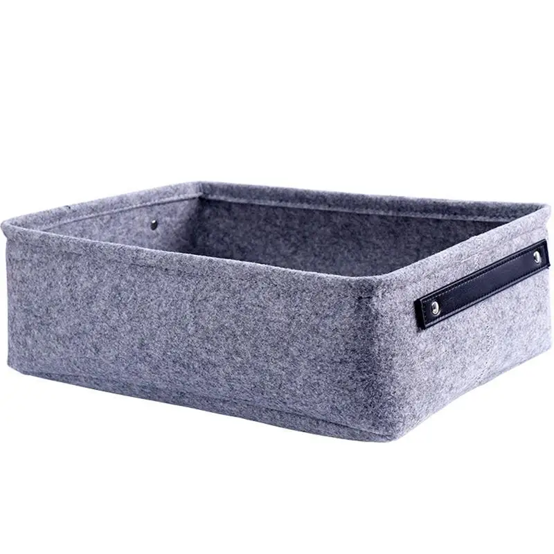 Войлочная корзина для хранения, для гостиной, чайный столик, черный, серый, корзина для хранения, тканевая войлочная коробка для хранения, для спальни, носки, для хранения, XS-L - Цвет: Gray  M