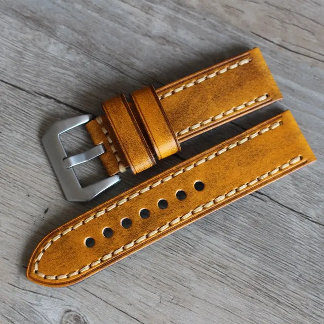 Retro cinturino In Pelle di lusso Universale gli uomini Italiani cinturini  per Panerai Omega cinghia 20 22 24mm di Lusso Giallo marrone cinturini|Watchbands|  - AliExpress
