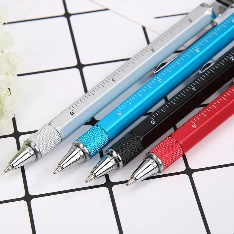 Novel Multifunctional Screwdriver Ballpoint Pen Phone Bracket Level Pens