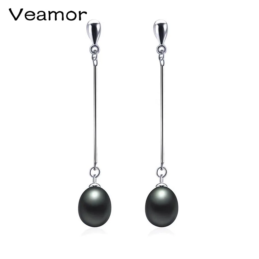 Veamor Black Pearl Earrings Freshwater Pearl Drop Earrings For Women